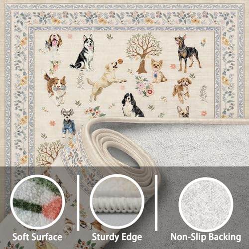 24x17 Inch Door Mat Indoor Entrance,Dog Rug Non Slip Beige - Image 3