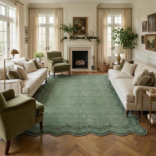 GarveeHome 6x9 Scalloped Area Rug Soft Washable Rug for Living Room Bedroom by GarveeHome