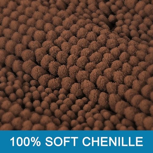 H.VERSAILTEX 2 Piece Bathroom Set Extra Thick Chenille Striped Pattern Bath Rugs for Bathroom Non Slip Soft Plush Shaggy Bath Mats for Floor(Caramel, 32 x 20 Plus 24 x 17 - Inches) - Image 3