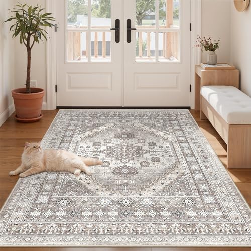 zesthome 4x6 Area Rug for Entryway,Washable Kitchen Rug,Brown - Image 4