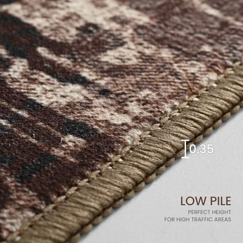 Ompaa Living Room Rug 5x7 Brown Area Rug Machine Washable Boho Coffee Rug Non Slip Abstract Vintage Indoor Large Rugs for Bedroom, Classroom, College Dorm, Farmhouse, Dining Room, Kids Playroom - Image 7