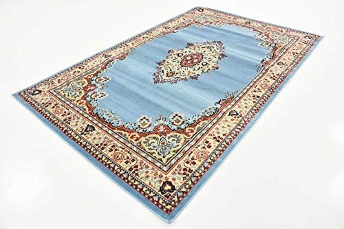 Unique Loom Reza Collection Traditional Persian Style Area Rug, Rectangular 5' 1" x 8' 0", Light Blue/Ivory - Image 5