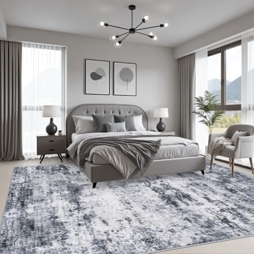 10x14 Area Rug Living Room: Modern Washable Indoor Soft Carpet Grey - Image 3