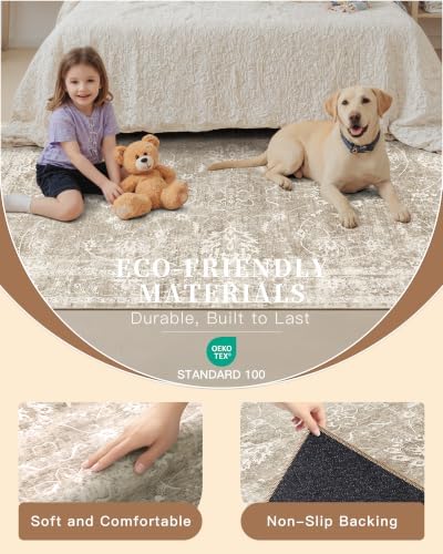 Madane Runner Rug 3x12 for Hallway, Kitchen Non-Slip Runner Rug Brown/Sand - Image 7