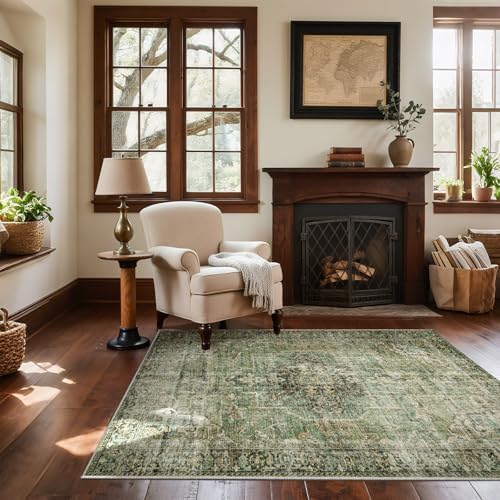 Machine Washable Throw Rugs for Entryway: Door Mat Indoor Entrance 4x6 Small Rug Stain Resistant Non-Slip Low Pile Soft Carpet for Kitchen Front Door Indoor Entrance Entry Bedroom by palohom