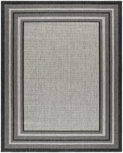 SAFAVIEH Courtyard Outdoor Area Rug 8'x10', Light Grey & Black CY8475-37612 - Image 3