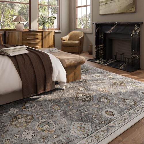 Machine Washable Rug for Living room: 9x12 Area Rugs Boho Vintage Rugs Stain Resistant Non Slip Low Pile Lightweight Soft Carpet for Bedroom Kitchen Dining Room Nursery Kids Room Farmhouse Home Office - Image 3