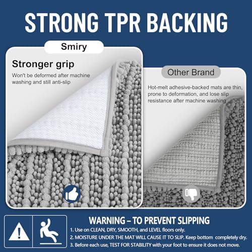 Smiry Bathroom Toilet Rugs U Shaped 24X20, Chenille Bath mats for Toilet - Image 3