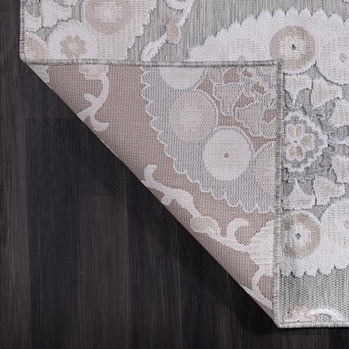 CAMILSON Runner Outdoor Rugs Oriental Retro Traditional Floral Medallion Area Rug 2x10 Non-Shedding Stain Resistant Indoor Carpet for Bathroom Hallway Kitchen Office (2 x 10 / Beige) - Image 7