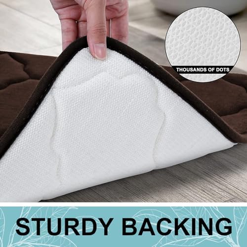 OLANLY Memory Foam Bath Mat Rug 47x24, Ultra Soft and Absorbent Bathroom Rugs, Non-Slip, Comfortable, Machine Washable Bath Carpet for Bathroom Floor, Tub, Shower and Home Decor Accessories, Brown - Image 4