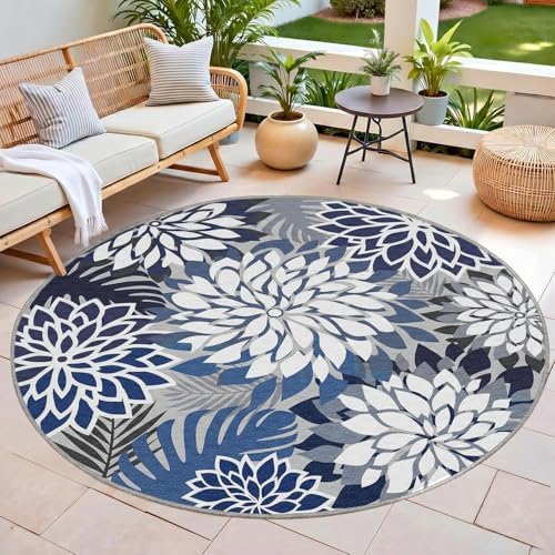 Arenarug Outdoor Rug Waterproof, Washable Patio Rug for Deck, 6x6, Blue - Image 6