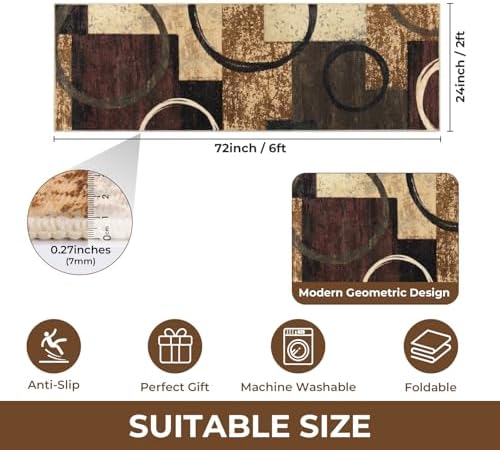 Yamaziot 2x6 Washable Modern Abstract Runner Rug Non-Slip for Hallways - Image 2