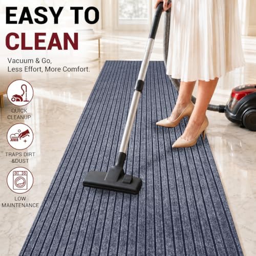 DAKKIONY Striped Runner Rug, Non-Slip Rubber Backing, Gray, 3 x 15 Ft - Image 5