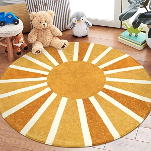Lahome Boho Round Rugs - 4Ft Washable Small Round Area Rug Kids Nursery Rug - Image 3