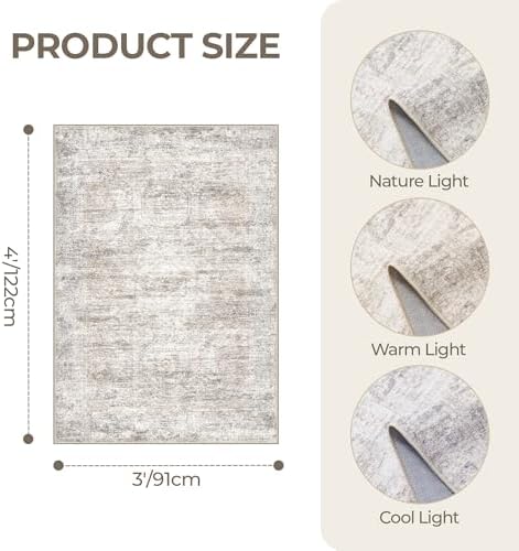 3x4 Rugs for Entryway,Washable Area Rug,Taupe - Image 2
