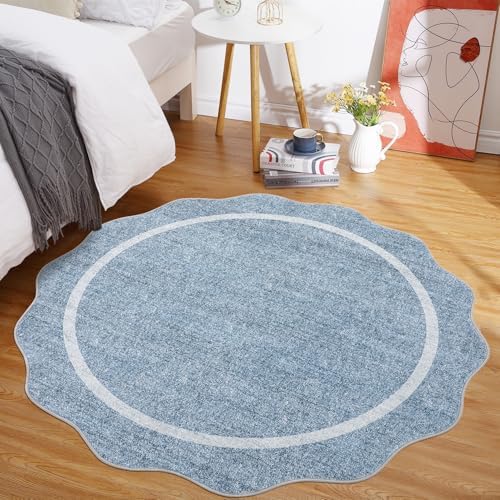 GarveeHome Scalloped Round Area Rugs, Washable Small Round Rug 3ft Non-Slip - Image 3