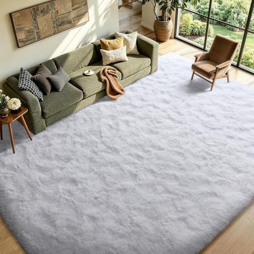 FinRèc Home 6x9 Non-Slip Fluffy Area Rugs for Living Room (White) - Image 3