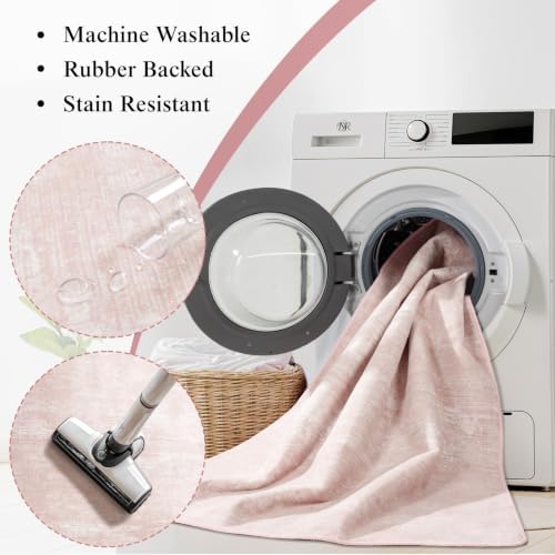 8x10 Washable Area Rug, Pink Solid Area Rugs for Living Room & Bedroom - Image 7