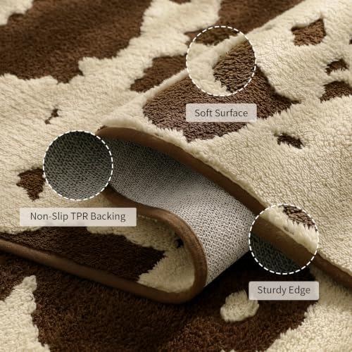YIHOUSE Cowhide Entryway Rugs 3x5 Ft, Washable Plush Soft Brown and Cream Cow Rug, Non-Slip High-Low Pile Animal Small Area Carpet for Bedside, Living Room, Door Entrance, Home Decor - Image 5