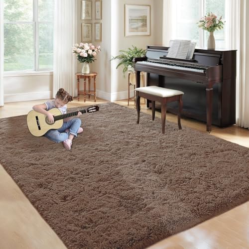 5x7 Area Rug for Living Room: Fluffy Shag Soft Washable Rugs Fuzzy Plush Indoor Carpet for Bedroom Nursery Playroom Dorm Kids Girls Boys Room (Coffee, 5'x7') - Image 5