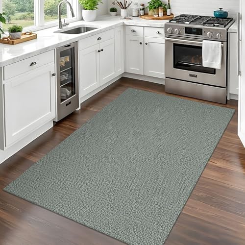 EARTHALL Washable Rugs for Entryway, Non Slip Aear Rug, 3x5 Ft, Green/Grey - Image 6