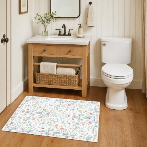 SameBed Washable 2x3 Entryway Area Rug, Vintage Kitchen Rug White - Image 3
