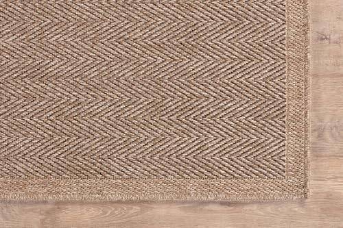 CAMILSON Indoor and Outdoor Runner Rug Natural Herringbone Seagrass Boho Design Easy-Cleaning Non Shedding Fiber Living Room Bedroom Garden Patio and Kitchen Washable Outside Carpet Alfombras (2x7) - Image 7