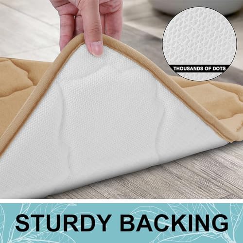 OLANLY Memory Foam Bath Mat Rug 47x17, Ultra Soft Bathroom Rugs, Dark Beige - Image 4