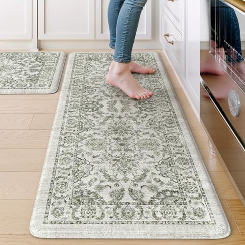 KIMODE Anti Fatigue Mats for Kitchen Floor Comfort Cushioned Rugs Sets of 2 by StayinComfortCookwithJoy