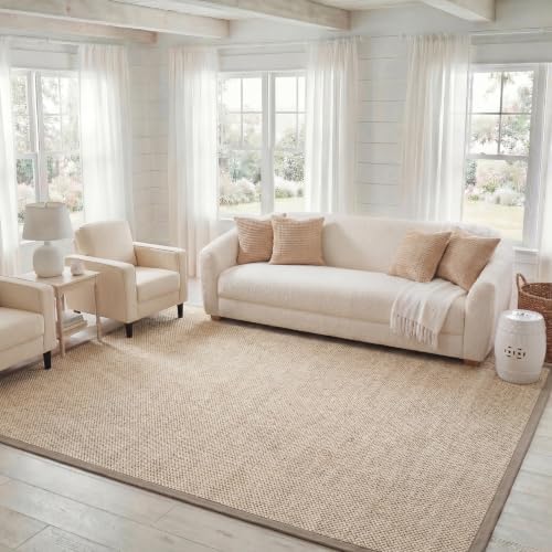 SAFAVIEH Natural Fiber Area Rug 8x10 Large Textured, Marble & Khaki NF143E by Unknown