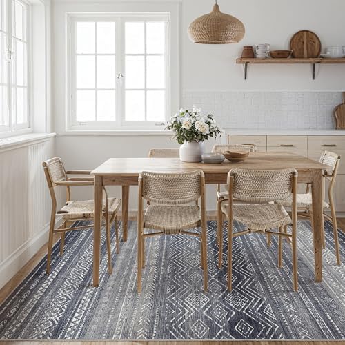 Tortania Area Rug Living Room Rugs- 10x14 Washable Large Soft Neutral Boho Moroccan Bohemian Farmhouse Rug Indoor Floor Carpet for Bedroom Under Dining Table Home Office Decor - Blue Gray - Image 7