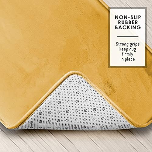 Clara Clark 2 Piece Bathroom Rugs, Velvet Memory Foam Bath Mat Set, Non-Slip Bath Rugs, Machine Wash, Dries Quickly, Ultra Soft Plush Bath Mats for Bathroom, 17 x 24 + Contour, Camel Gold - Image 4
