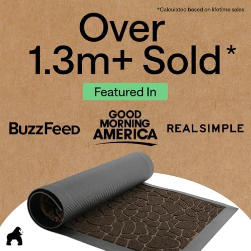 GORILLA GRIP WeatherMAX Door Mat, Indoor Outdoor, 72x24, Dark Brown Pebble - Image 4