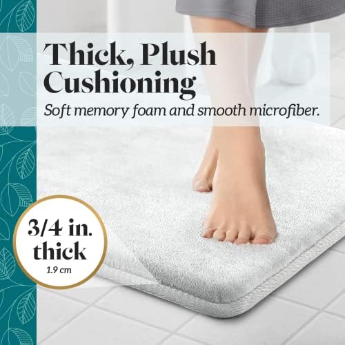 Memory Foam Bath Mat Non Slip Absorbent Super Cozy Velvet Bathroom Rug Carpet (22 inches X 42 inches, White) - Image 4