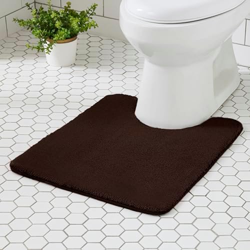 MINIDEAR Toilet Rugs 24x20 - U Shaped Dark Brown Thick Memory Foam Contour Rugs,Ultra Soft & Plush Fluffy, Non-Slip, Quick Dry, Absorbent Washable Floor Microfiber Mat for Home Decor Accessories by MINIDEAR