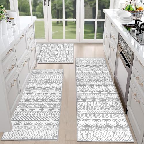 HEBE Boho Kitchen Rugs Set of 3, Non Slip Washable Kitchen Mats for Floor - Image 6