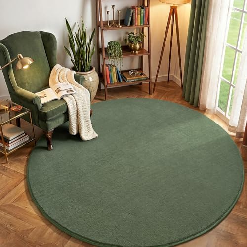 Amearea Sage Green Round Area Rugs 5ft Circle Rugs for Bedroom Living Room - Image 6