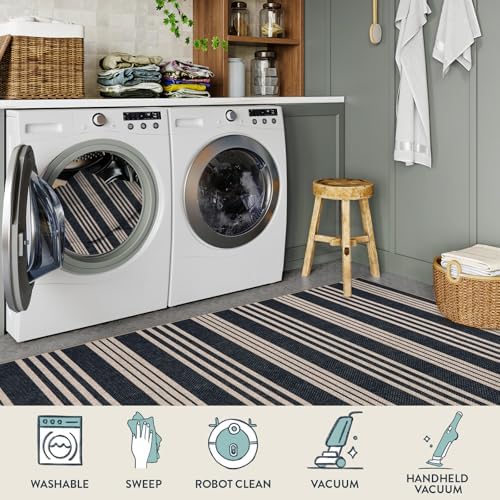 Lahome Striped Easy Jute 3x5 Outdoor Patio Rug, Washable Porch Entry Rugs - Image 5