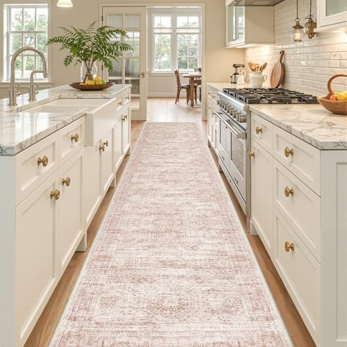 2x10 Runner Rug Non Slip,Washable Hallway Runner Rug,Pink - Image 5