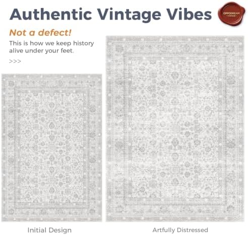 OPPODREAM Vintage Light Grey Area Rugs 2x3, Washable Rug for Living Room - Image 3
