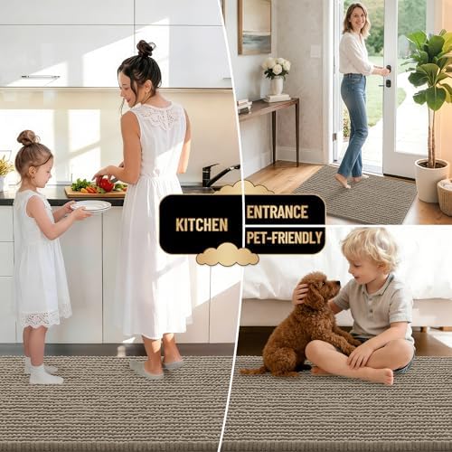 OLANLY Thick Chenille Absorbent Bathroom Rugs Mat 30x20, Warm Taupe - Image 6