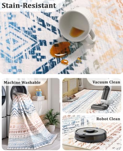 Miukiki 2x3 Entryway Rug Washable Non Slip Moroccan Area Rugs Multi - Image 4