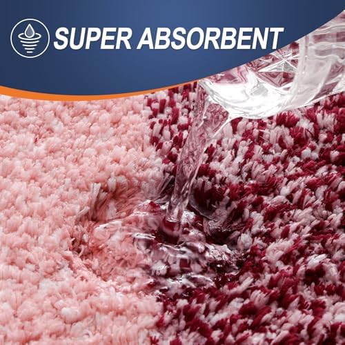 OLANLY Micorfiber Bathroom Rug Set 2 Piece, Soft Absorbent Bath Mats, Red - Image 4