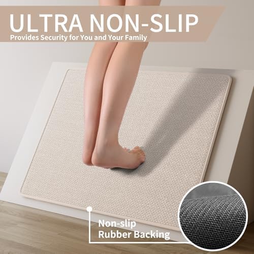 YDKGL Long Kitchen Runner Rugs Kitchen Mat Non Slip Washable Beige 17"x71" - Image 3
