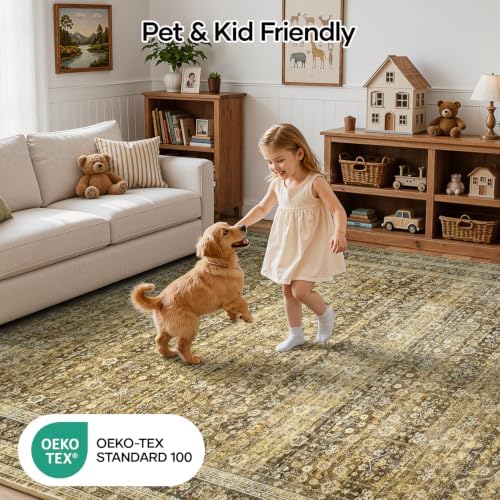 Lofus 8x10 Area Rug for Living Room, Non-Slip Washable Carpet,Brown - Image 5