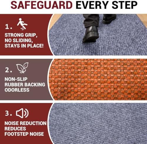 DAKKIONY Ribbed Runner Rug, Non-Slip Rubber Backing, Gray, 2 x 6 Ft - Image 2