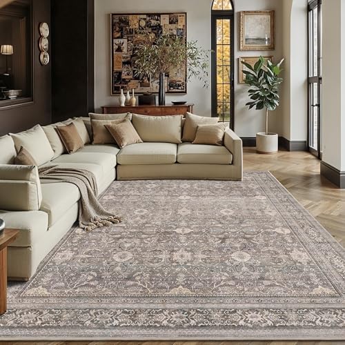 Schweek 9x12 Washable Area Rug Neutral Large Rugs for Living Room Taupe by Schweek