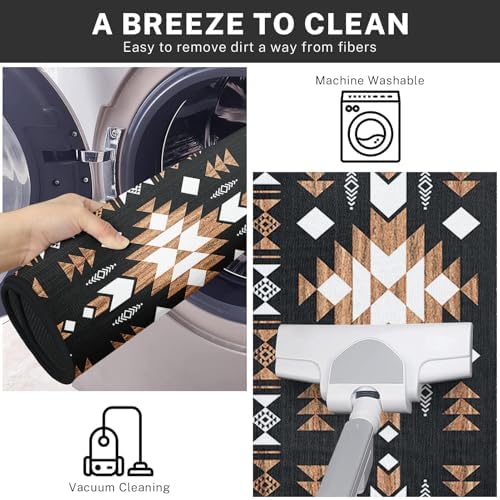 Kitchen Rugs Set of 2 Non Slip WashableSouthwestern Aztec - Image 5