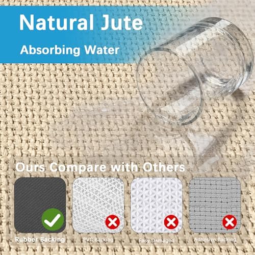 8FT Laundry Rug Runner Mat Non Slip, Rubber Backed Kitchen Sink Rug Carpet Mat, Absorbent Hall Floor Runner Rug, Beige - Image 3