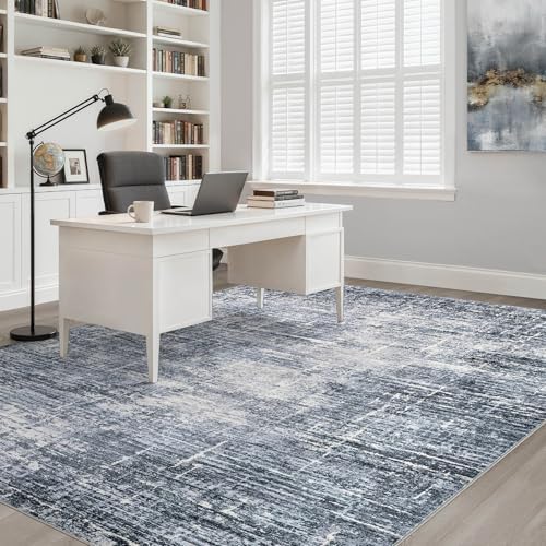 LOONGRUG 10x14 Area Rugs Washable Neutral Modern Living Room Rug Navy Blue - Image 7